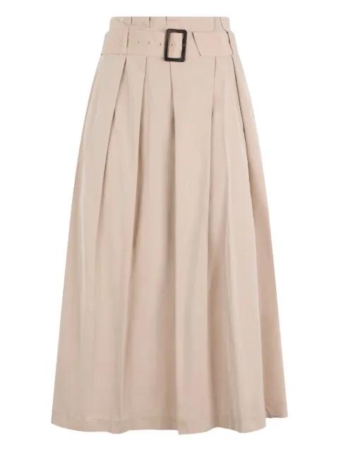 pleated belted maxi skirt by PESERICO