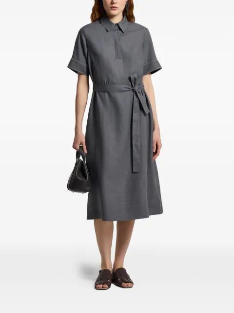 polo-collar belted midi dress by PESERICO