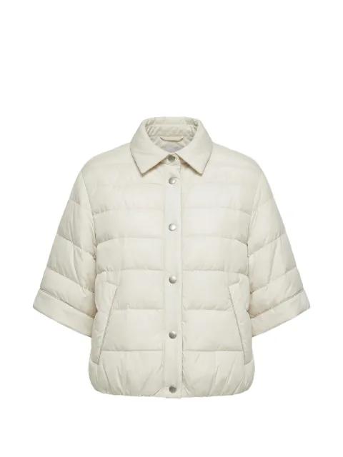 quilted cropped-sleeve jacket by PESERICO