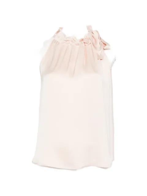 ruffled-neck tie-fastening top by PESERICO