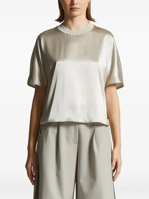 satin-trimmed boxy top by PESERICO
