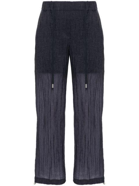 seersucker straight trousers by PESERICO