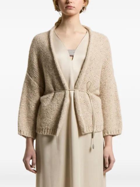 sequin-embellished belted cardigan by PESERICO