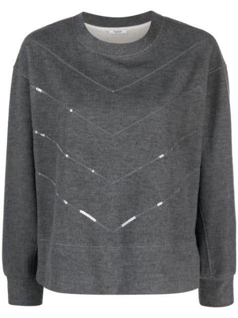 sequin-embellished crew-neck sweatshirt by PESERICO