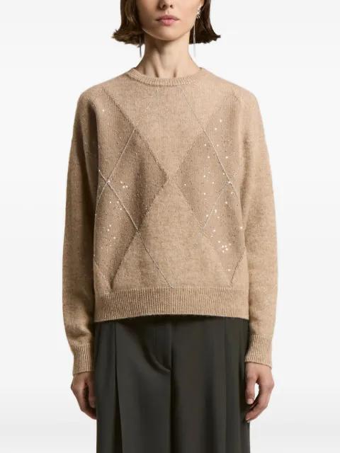 sequin-embellished diamond-pattern sweater by PESERICO
