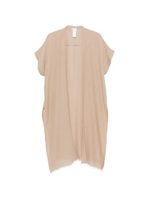 sequin-embellished fringed-edge kimono by PESERICO