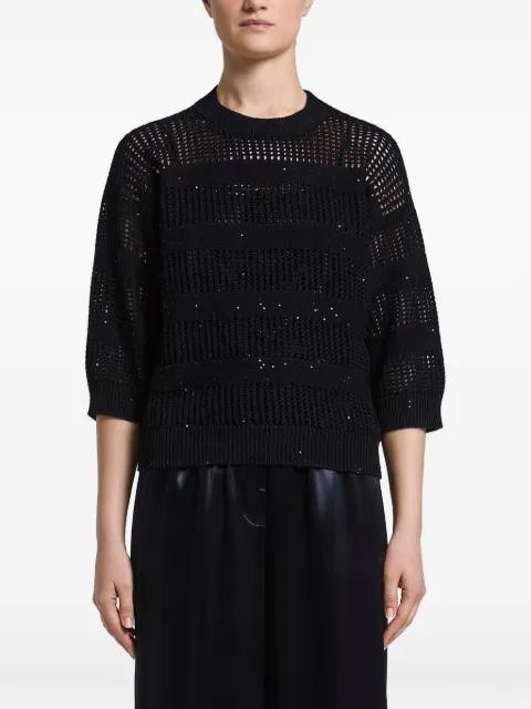 sequin-embellished open-knit sweater by PESERICO