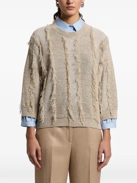 sequinned fringed sweater by PESERICO
