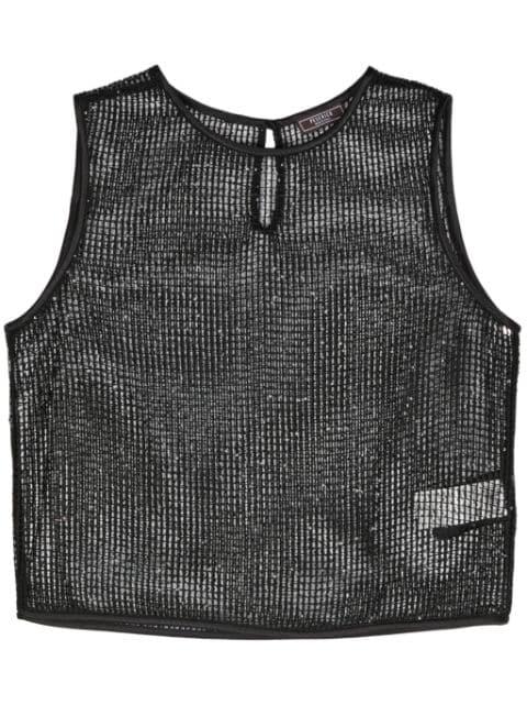 sequinned open-knit top by PESERICO