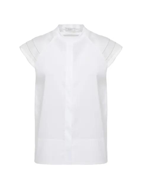 sheer-panel cap-sleeve shirt by PESERICO