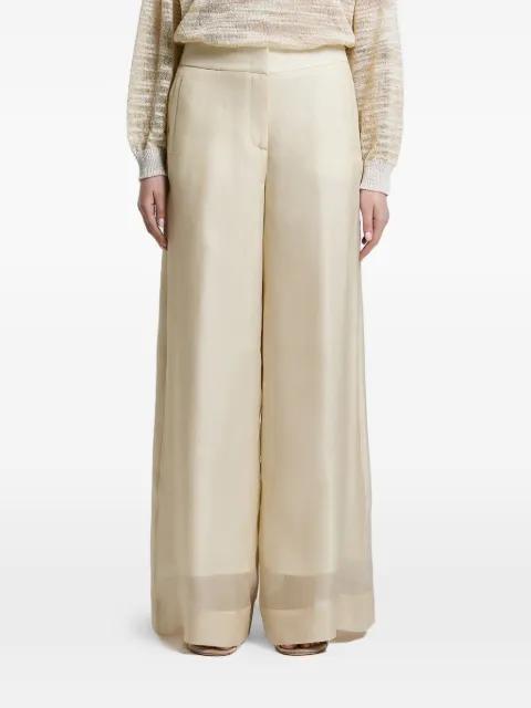 sheer-panel wide-leg trousers by PESERICO