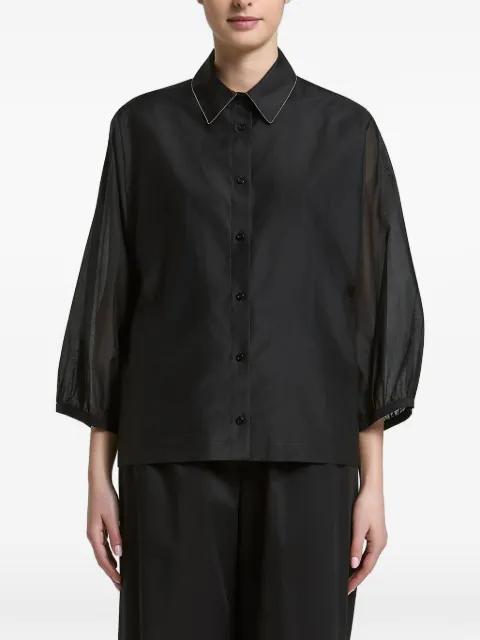 sheer-panelled puff-sleeve shirt by PESERICO