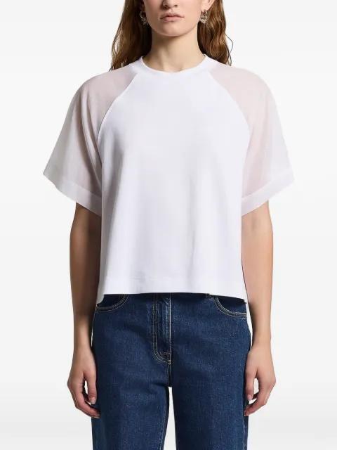 sheer-sleeve T-shirt by PESERICO