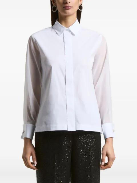 sheer-sleeve shirt by PESERICO