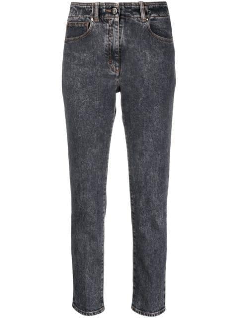 stonewashed mid-rise skinny jeans by PESERICO