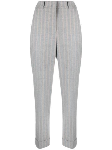 striped tapered-leg cropped trousers by PESERICO