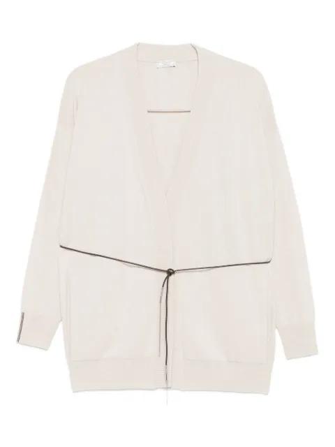 tie-fastening V-neck cardigan by PESERICO