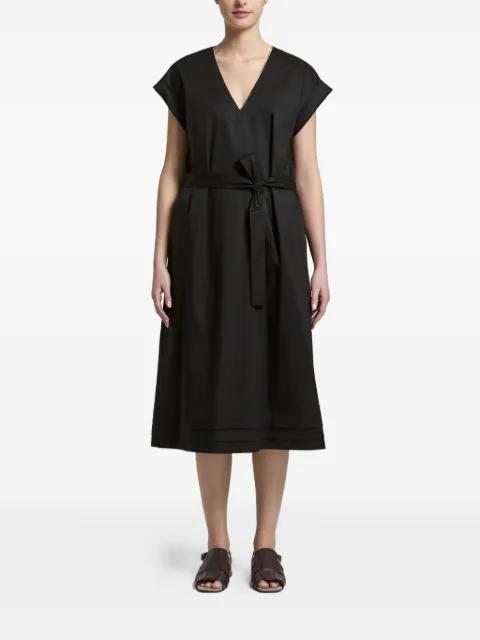 tied-waist V-neck midi dress by PESERICO