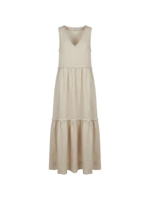 tiered frayed-edge maxi dress by PESERICO