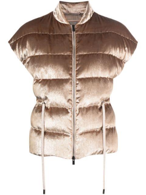 velvet-effect padded gilet by PESERICO