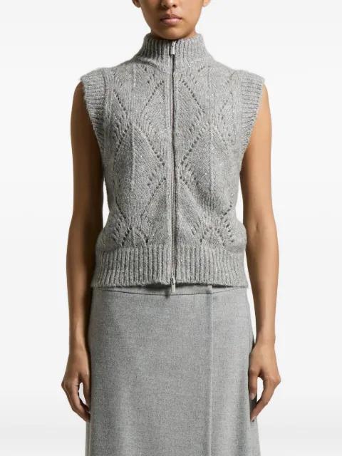 zip-front sleeveless cardigan by PESERICO