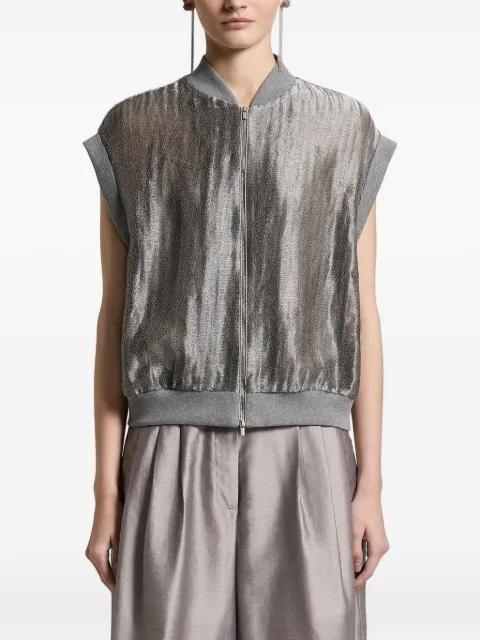 zip-up sleeveless bomber jacket by PESERICO