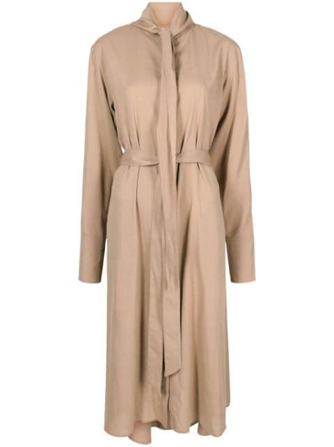 belted-waist button-down dress by PETER DO