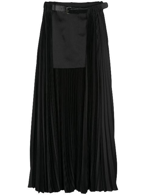 pleated-overlayer belted skirt by PETER DO