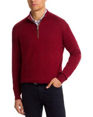 Autumn Crest Suede Trim Quarter Zip Sweater by PETER MILLAR