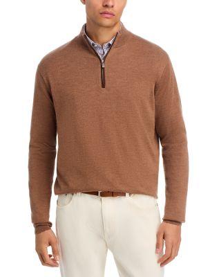 Autumn Crest Suede Trim Quarter Zip Sweater by PETER MILLAR