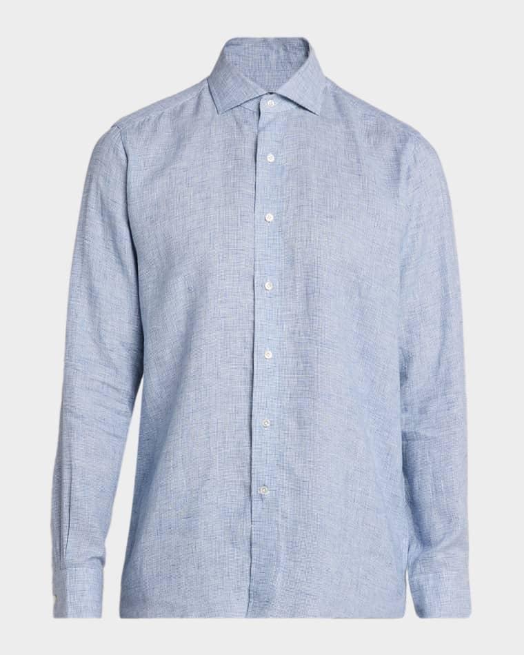 Men's Astino Lino Check Linen Sport Shirt by PETER MILLAR
