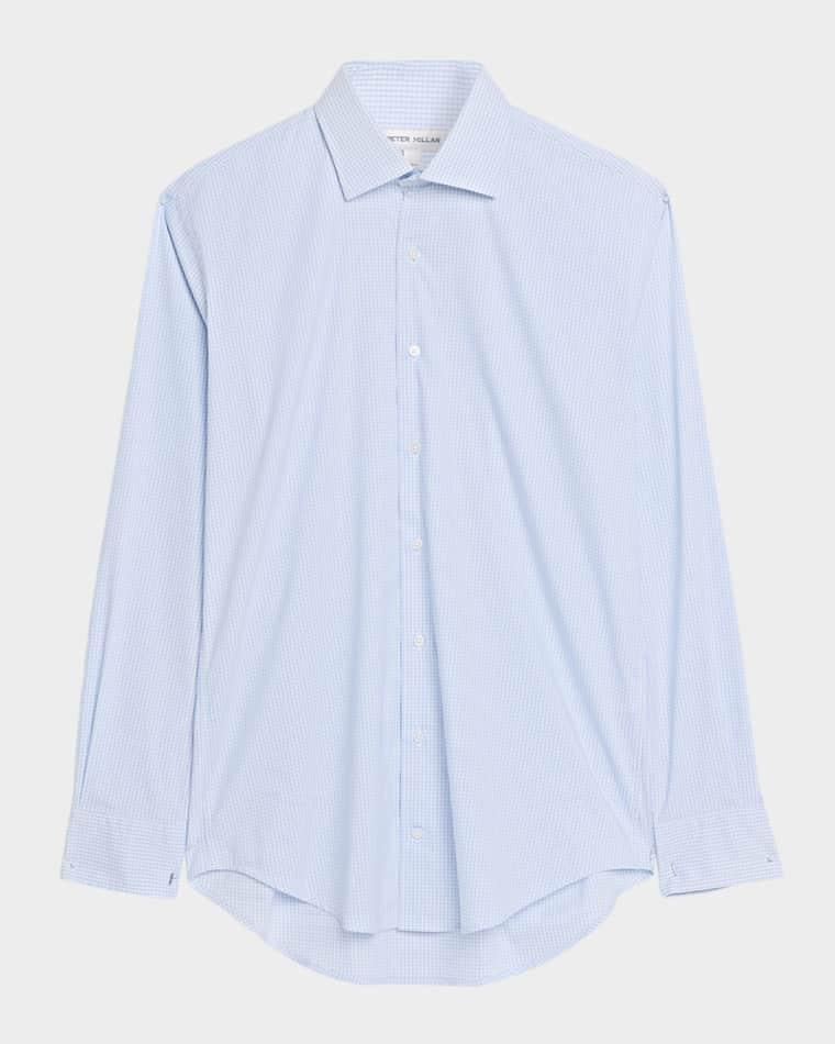 Men's Conway Crown Lite Micro-Plaid Stretch Cotton Sport Shirt by PETER MILLAR
