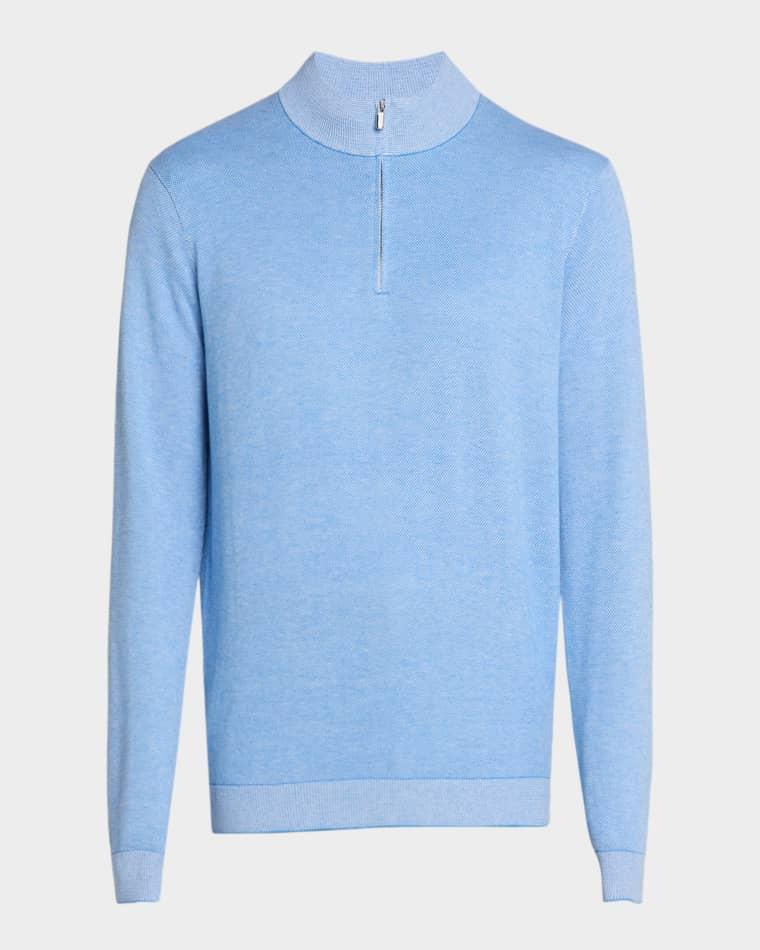 Men's Coolspun Lite Birdseye-Knit Quarter-Zip Sweater by PETER MILLAR