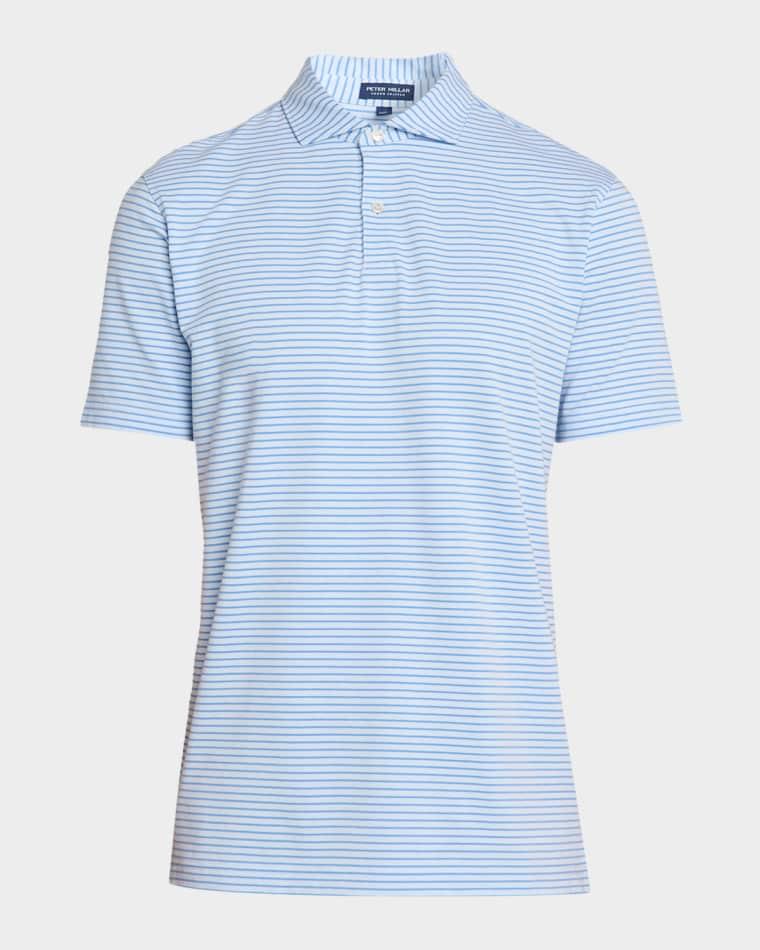 Men's Crown Crafted Albatross Stripe Pique Polo Shirt by PETER MILLAR