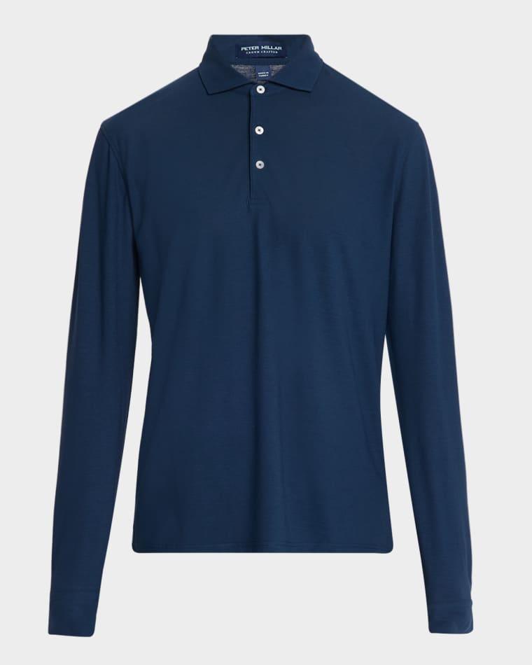 Men's Crown Crafted Cool Cotton Long-Sleeve Polo Shirt by PETER MILLAR