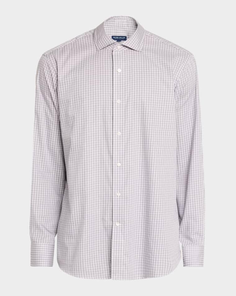 Men's Crown Crafted Micro-Plaid Cotton Sport Shirt by PETER MILLAR