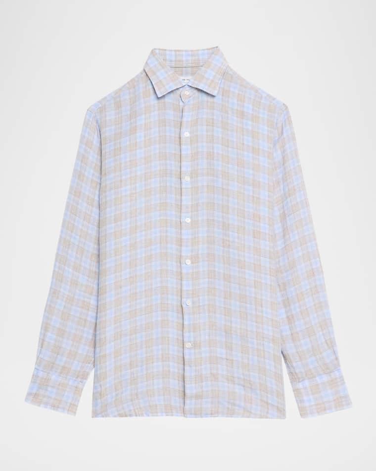 Men's Milo Linen Plaid Sport Shirt by PETER MILLAR
