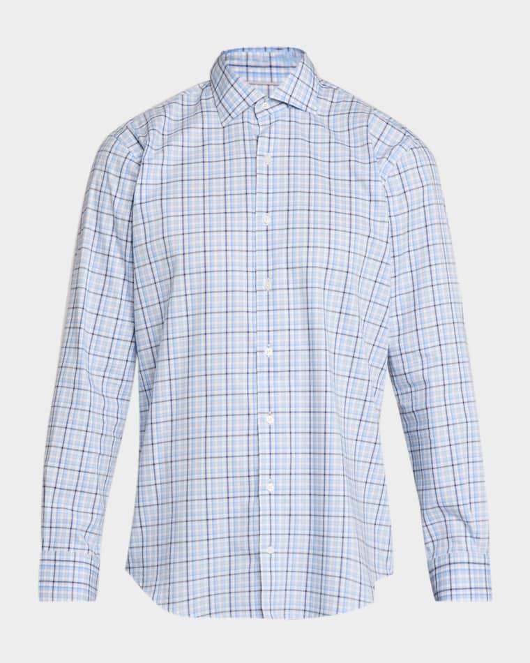 Men's Simon Crown Lite Plaid Stretch Cotton Sport Shirt by PETER MILLAR