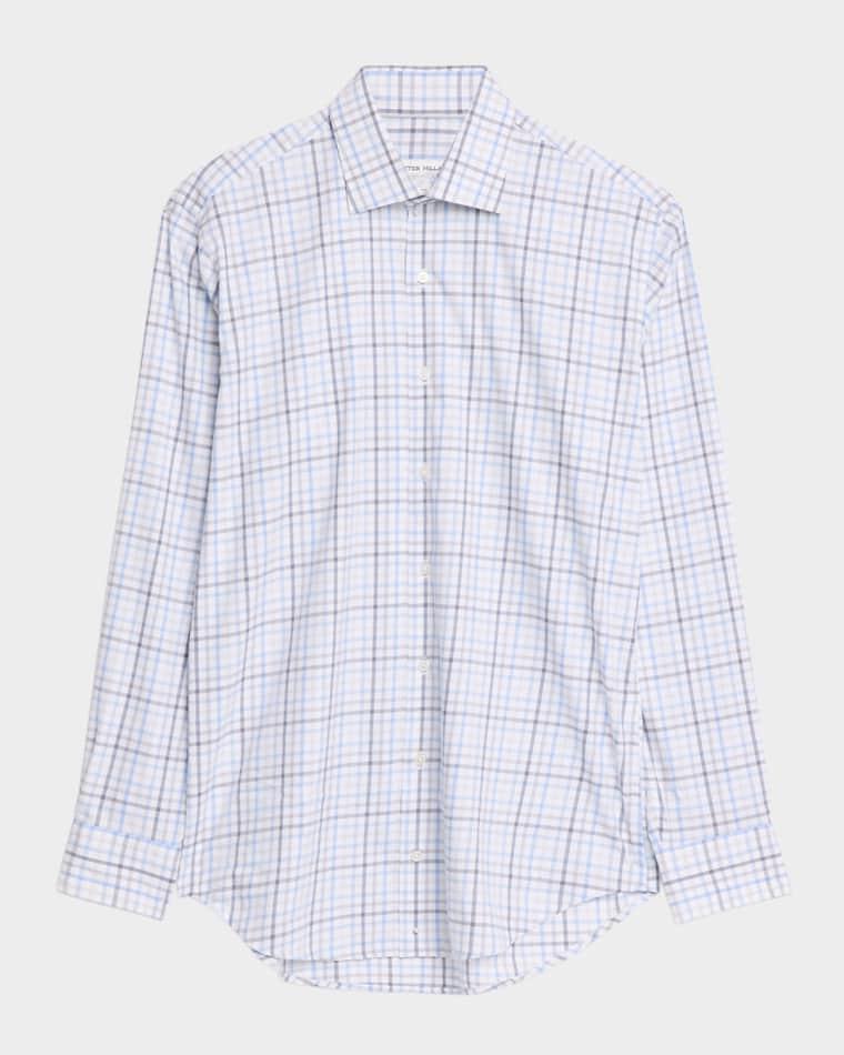Men's Warren Crown Lite Cotton-Stretch Plaid Sport Shirt by PETER MILLAR