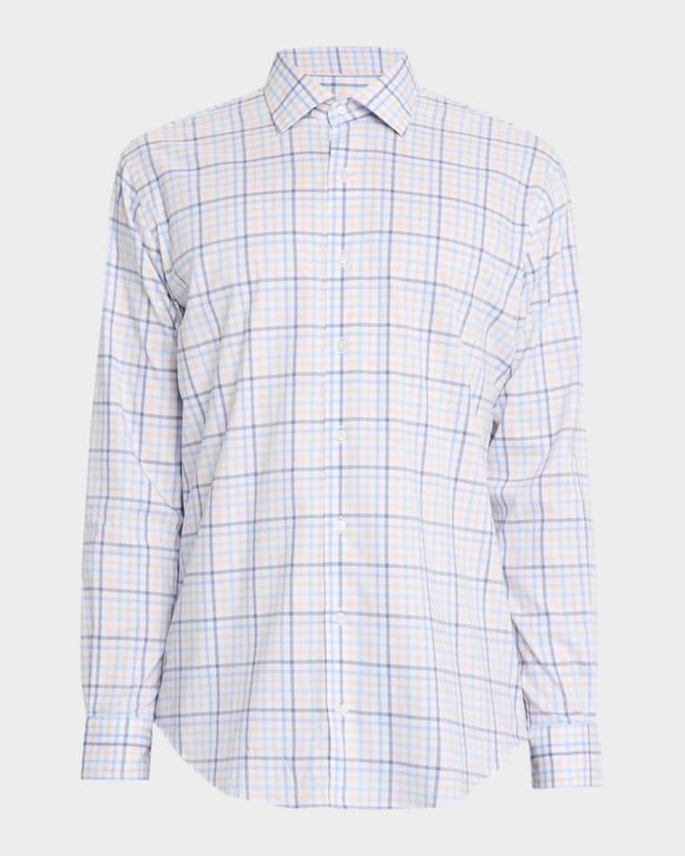 Men's Warren Crown Lite Cotton-Stretch Plaid Sport Shirt by PETER MILLAR
