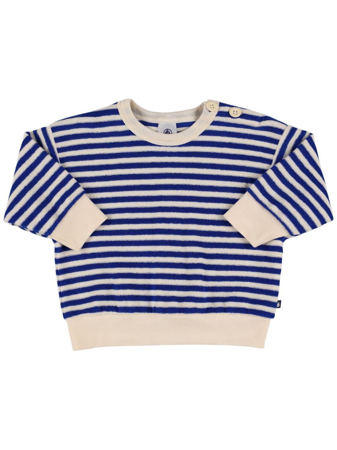 Striped Cotton Terry Sweatshirt by PETIT BATEAU