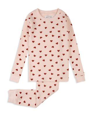Girls' Hearts Print Thermal Pajama Set - Little Kid by PETIT LEM