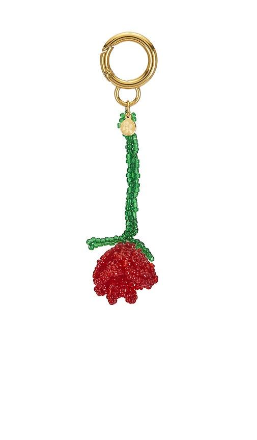 petit moments Beaded Rosette Keychain in Metallic Gold by PETIT MOMENTS