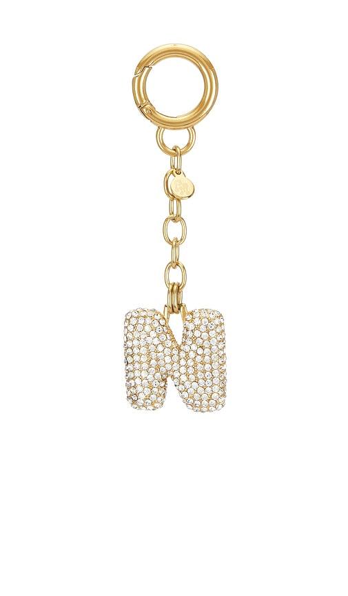petit moments Bubble Initial Pave Keychain in Metallic Gold by PETIT MOMENTS