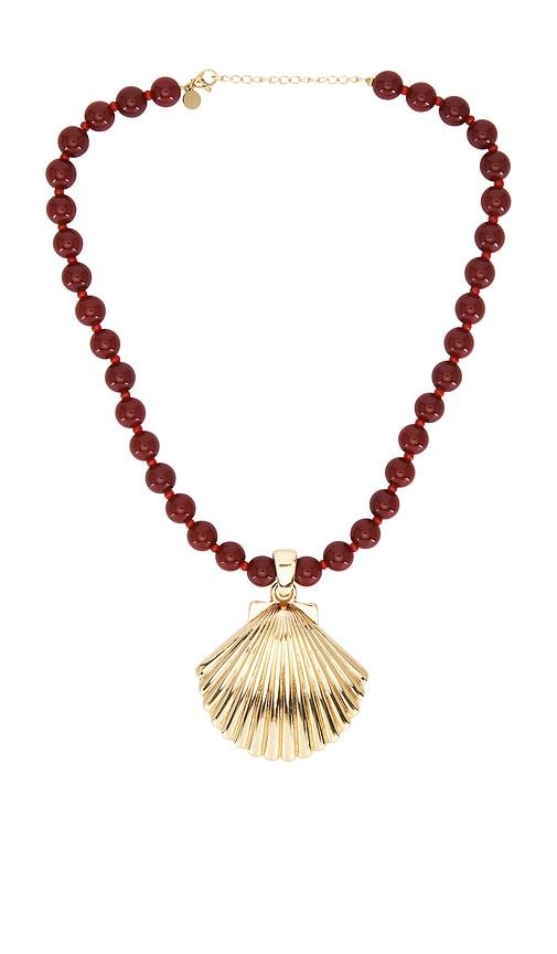 petit moments Creek Necklace in Metallic Gold,Burgundy by PETIT MOMENTS