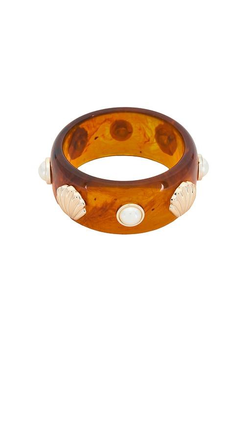 petit moments Detailed Resin Cuff in Cognac by PETIT MOMENTS