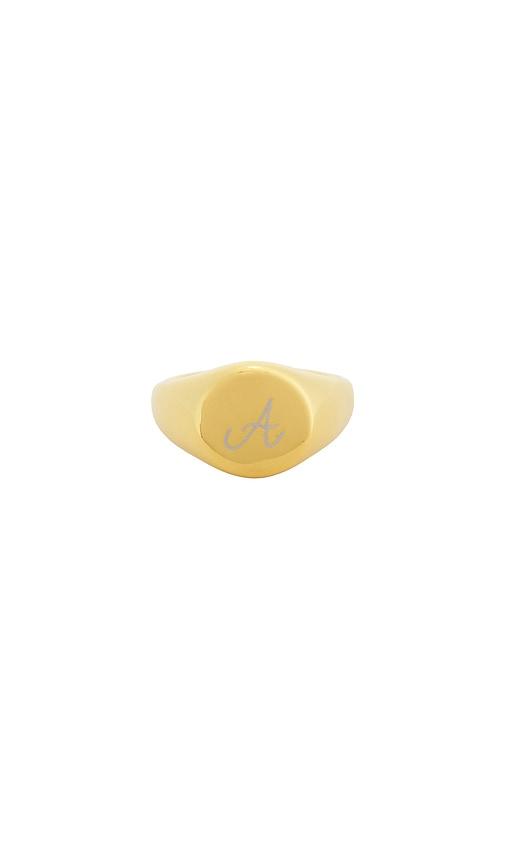 petit moments Initial Love Letter Ring in Metallic Gold by PETIT MOMENTS