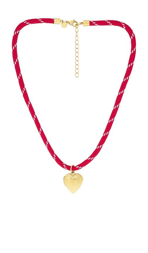 petit moments Locket Charm Paracord Necklace in Red by PETIT MOMENTS