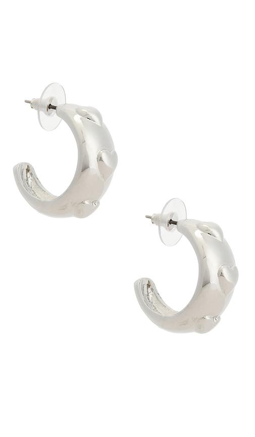 petit moments Lore Hoop Earrings in Metallic Silver by PETIT MOMENTS