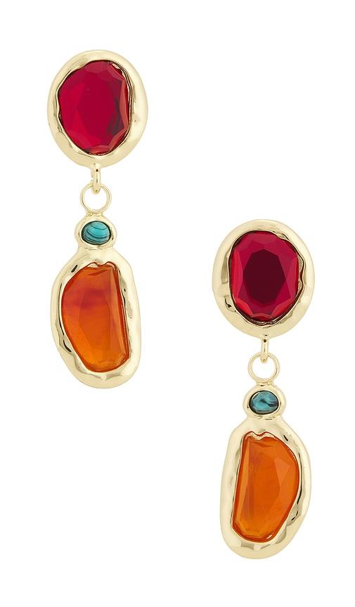 petit moments Mosaic Earrings in Red,Orange by PETIT MOMENTS